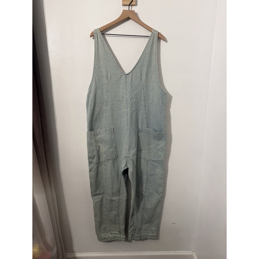 We The Free Women Overalls Sz Large High Roller Railroad Jumpsuit Overalls Blue - Picture 2 of 8